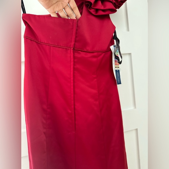 ALFRED ANGELO NEW Size 4 CLARET RED 1-SHOULDER BRIDESMAID FORMAL PROM DRESS. - Picture 9 of 13